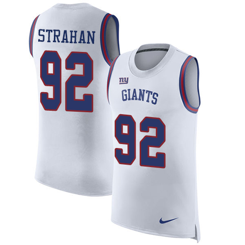 Nike Giants #92 Michael Strahan White Men's Stitched NFL Limited Rush Tank Top Jersey - Click Image to Close